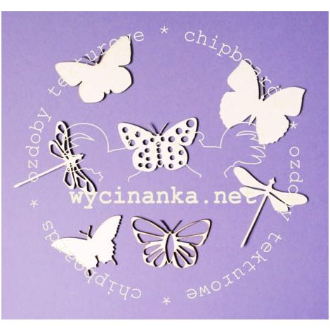 Tekturka Wycinanka Motyle i Ważki, 7szt